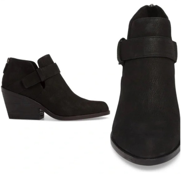 Eileen Fisher Ives Tumbled Black Nubuck chunky Heel Bootie - Picture 2 of 11